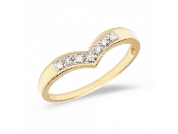 10K Yellow Gold Diamond Chevron Ring by Color Merchants