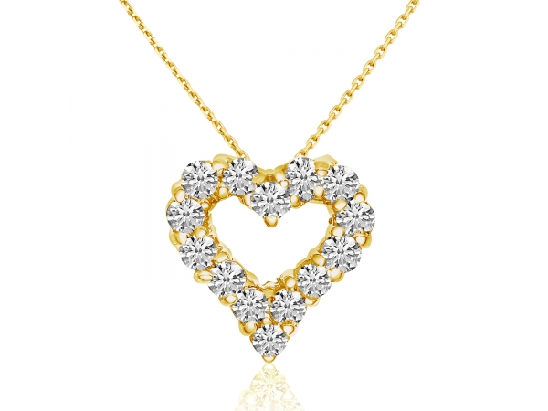 14K Yellow Gold Diamond Heart Pendant by Color Merchants