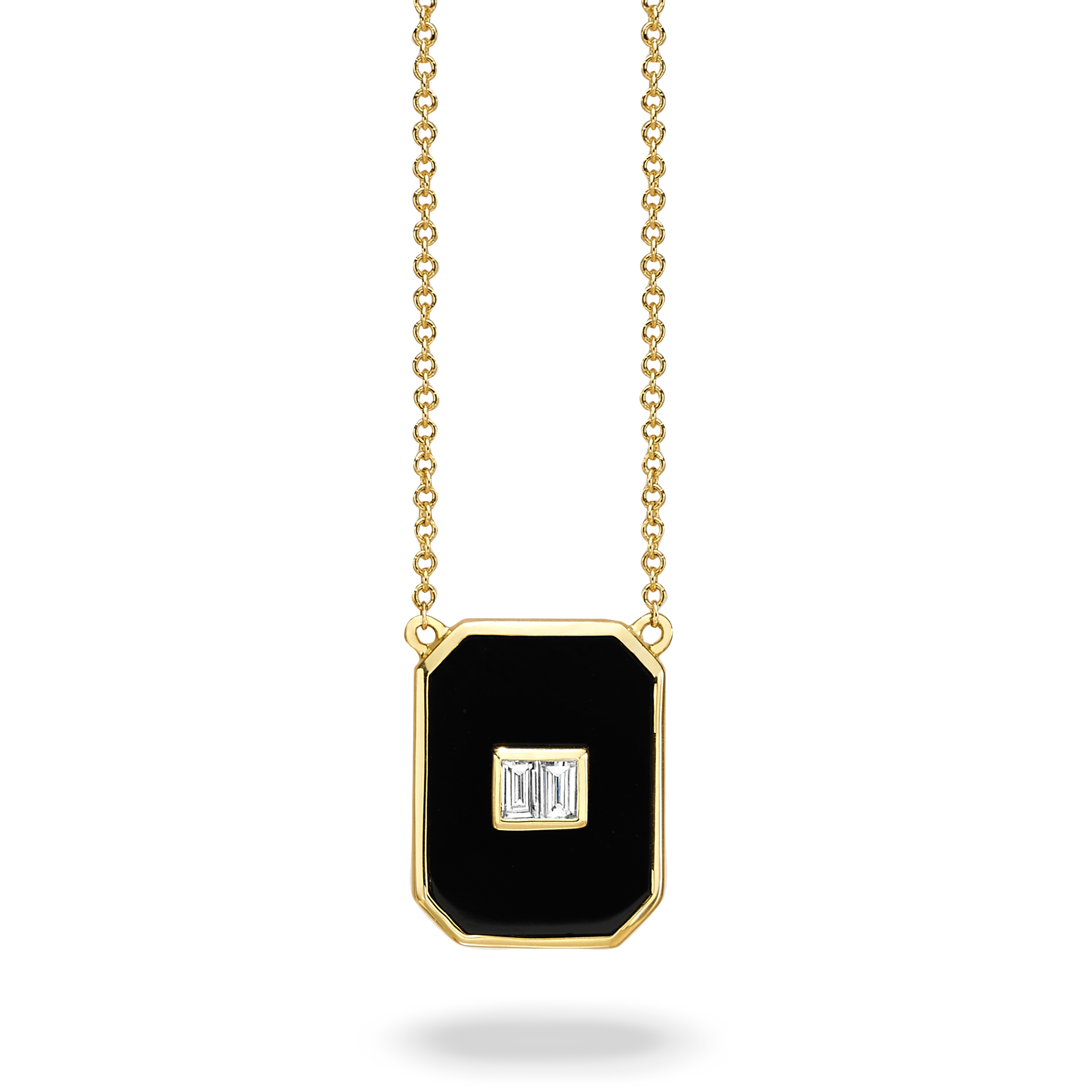 18K Yellow Gold Onyx Necklace by Dove