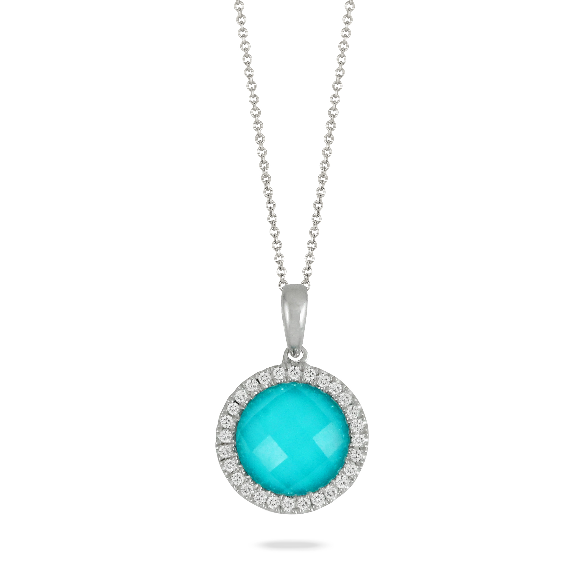 18K White Gold Turquoise Pendant by Dove