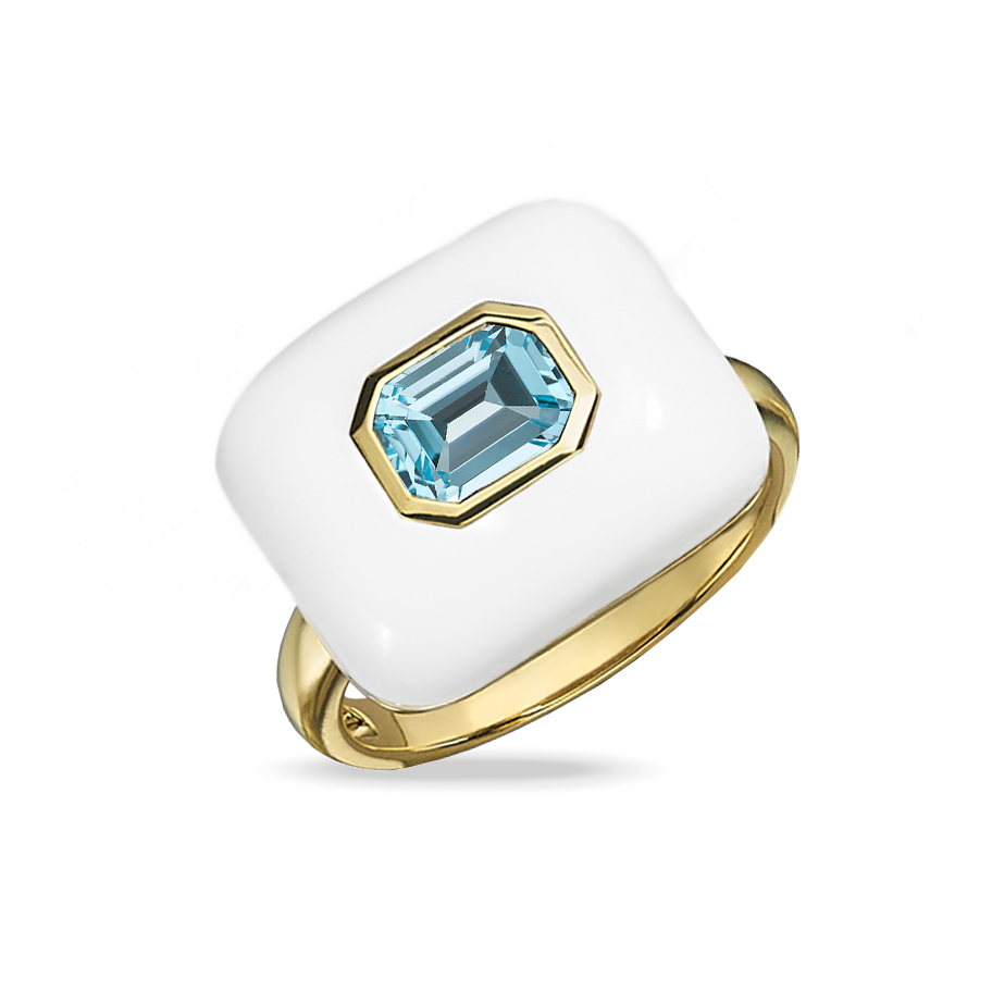 18K Yellow Gold Agate Fashion Ring by Dove
