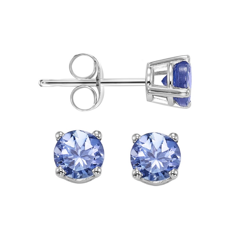 14KT White Gold Classic Book Color Stud Earrings by Gems One