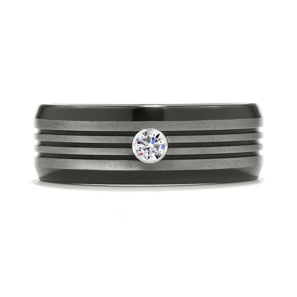0.1 ctw. Commanding Black Titanium Multi-Groove Bevel Band in Titanium/Silver by Hearts on Fire