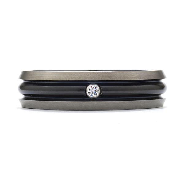 0.05 ctw. Commanding Black Titanium Dome Bevel Band in Titanium/Silver by Hearts on Fire