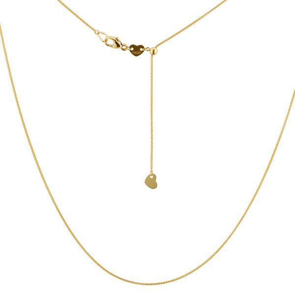 Adjustable Lightweight Wheat Chain in 18K Yellow Gold - Adjustable Lightweight Wheat Chain set in 18K Yellow Gold