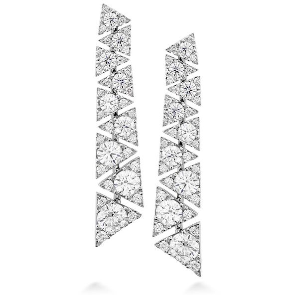 3 ctw. Triplicity Drop Earrings in 18K White Gold - Triplicity Drop Earrings set in 18K White Gold, Hearts On Fire 3 ctw.