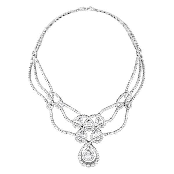 37.4 ctw. Aerial Regal Scroll Diamond Necklace in 18K White Gold - Aerial Regal Scroll Diamond Necklace set in 18K White Gold