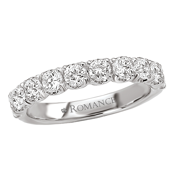 Matching Wedding Band - 9-Stone Round Diamond Wedding Band in 14kt White Gold. (D7/8 carat total weight)