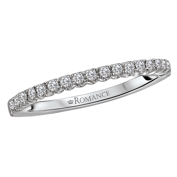 Matching Wedding Band - This is a matching wedding band with round faceted diamonds set in 14kt white gold. (D 1/7 carat total weight)