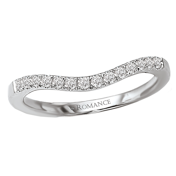 Curved Wedding Band - Curved Matching Diamond Wedding Band in 14kt White Gold. (D. 1/10 carat total weight)