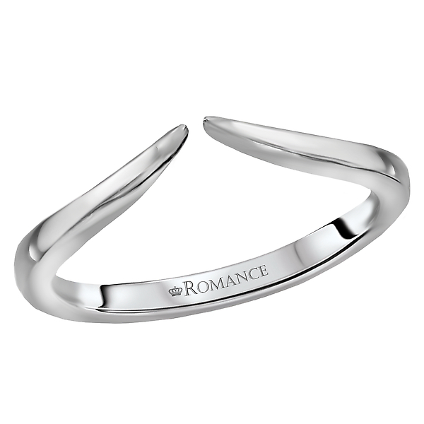 Matching Wedding Band - High polished 14kt white gold curved with an open front.