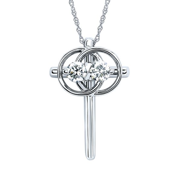 14k White Gold Diamond Cross by Diamond Marriage Symbol