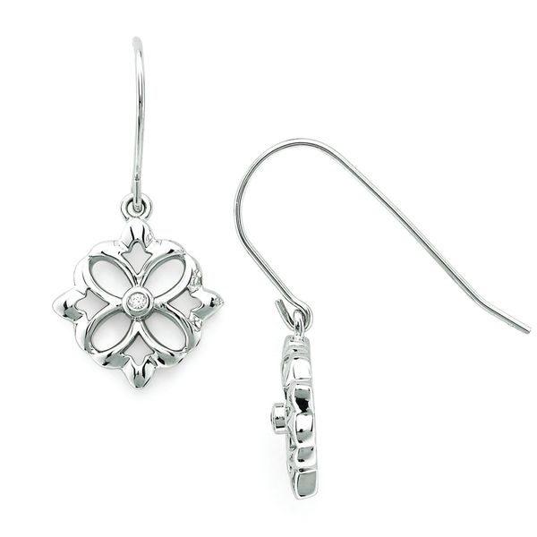 Sterling Silver Diamond Earrings - Diva Diamonds® Snowflake Earrings in Sterling Silver with .02 Ctw. Diamonds