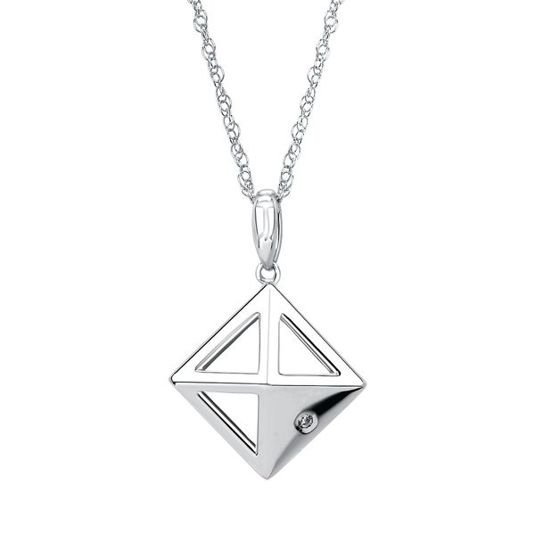 Sterling Silver Diamond Pendant - Diva Diamonds® Pyramid Pendant in Sterling Silver with .01 Ct. Diamond with 18