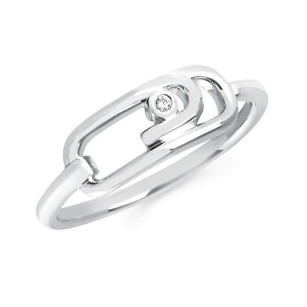 Sterling Silver Diamond Fashion Ring - Diva Diamonds® Paper Clip Ring in Sterling Silver with .01 Ct. Diamond