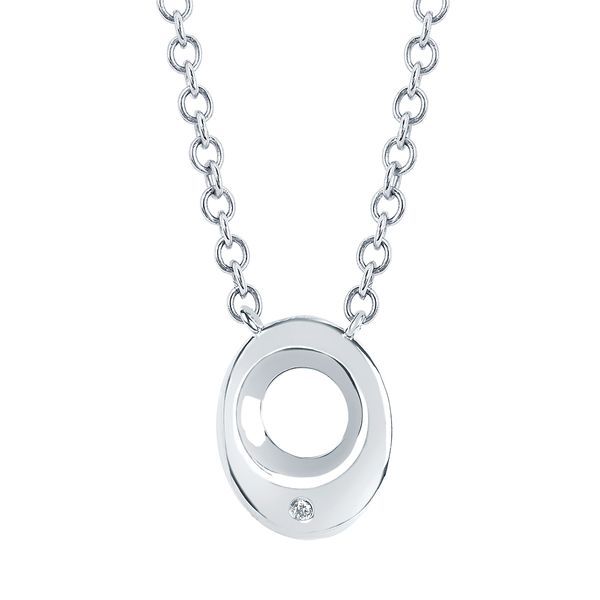 Sterling Silver Diamond Pendant - Diva Diamonds® Oval Necklace in Sterling Silver with .01 Ct. Diamond with 18