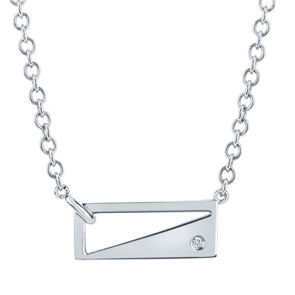 Sterling Silver Diamond Pendant - Diva Diamonds® Rectangle Necklace in Sterling Silver with .01 Ct. Diamond with 18