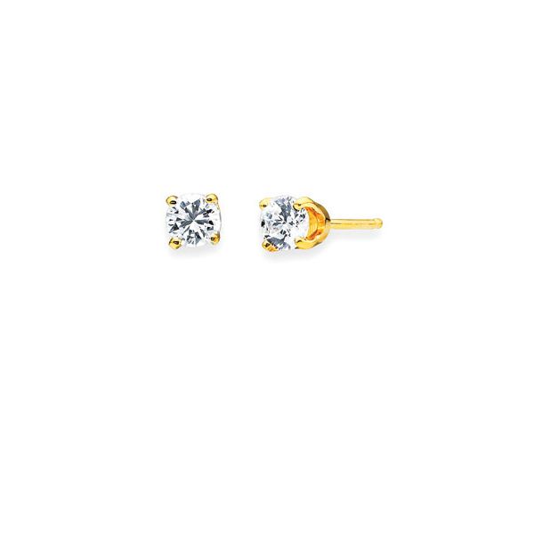 14k Yellow Gold Diamond Earrings - 1 Ctw. Traditional Diamond Stud Earrings in 14K Gold