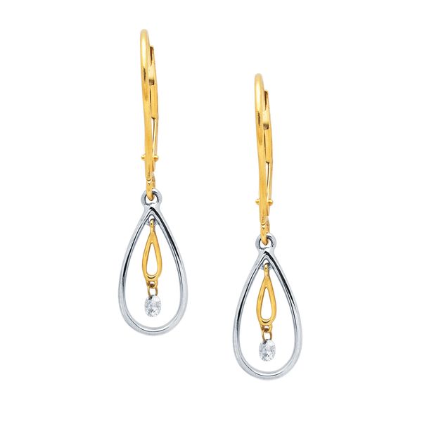 14k White & Yellow Gold Diamond Earrings by Shimmering Diamonds