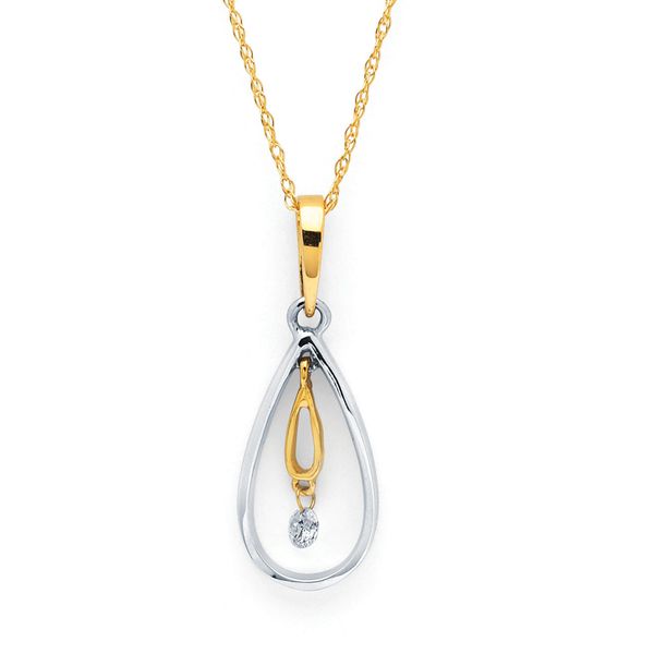 14k White & Yellow Gold Diamond Pendant by Shimmering Diamonds