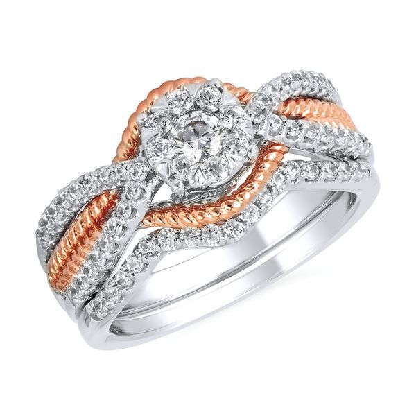 14k White & Rose Gold Engagement Ring - i Cherish™ 1/2 ctw. Diamond Ring in 14K Gold Engagement ring and wedding band sold separately