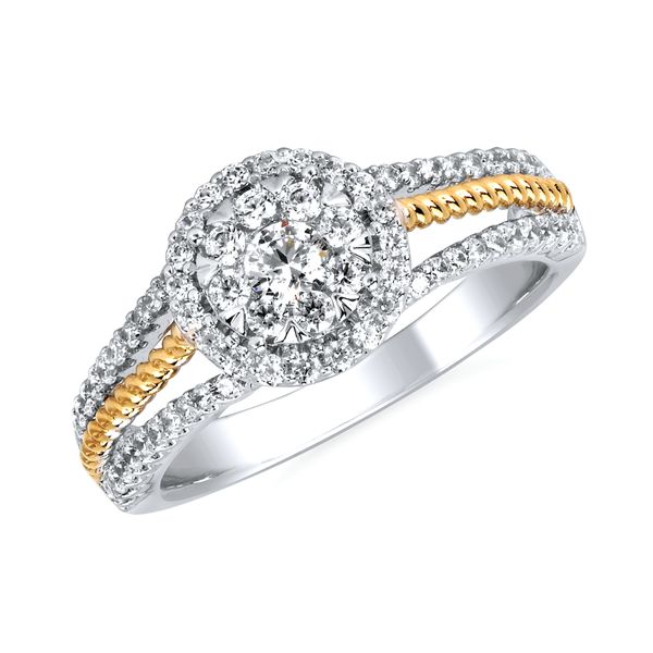 14k White & Yellow Gold Engagement Ring - i Cherish™ 5/8 ctw. Diamond Ring in 14K Gold Engagement ring and wedding band sold separately