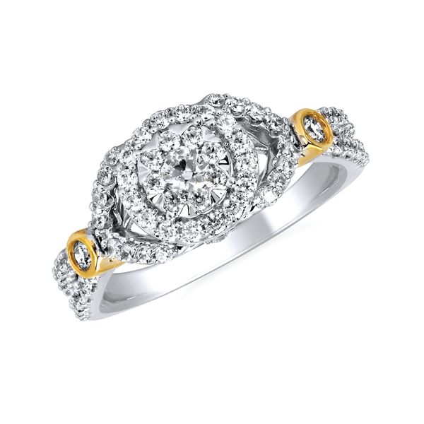 14k White & Yellow Gold Engagement Ring - i Cherish™ 3/4 ctw. Diamond Ring in 14K Gold Engagement ring and wedding band sold separately