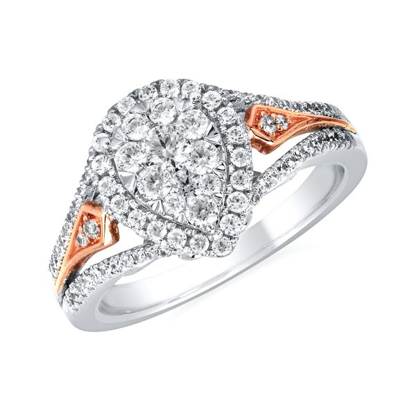 14k White & Rose Gold Engagement Ring - i Cherish™ 3/4 ctw. Pear-shaped Diamond Ring in 14K Gold Engagement ring and wedding band sold separately