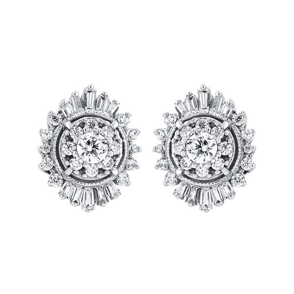 14k White Gold Diamond Earrings - i Cherish™ 1/2 Ctw. Diamond Ballerina  Earrings in 14K Gold