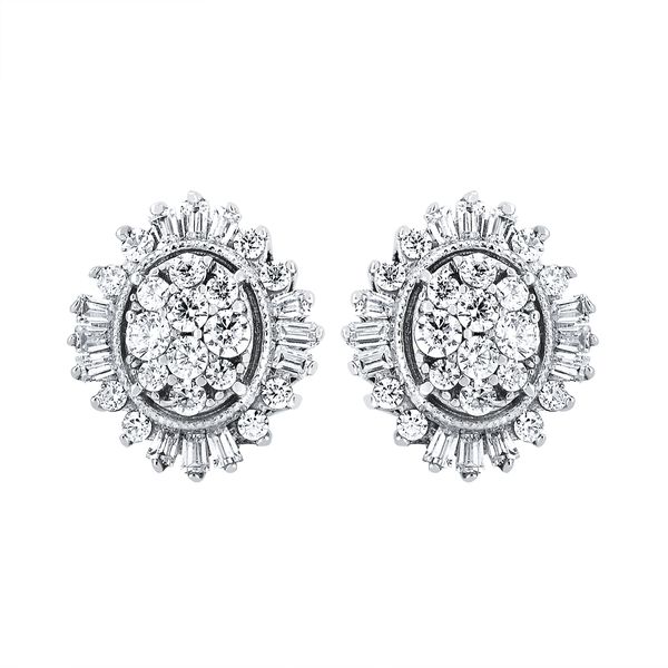 14k White Gold Diamond Earrings - i Cherish™ 1/2 Ctw. Diamond Ballerina  Earrings in 14K Gold