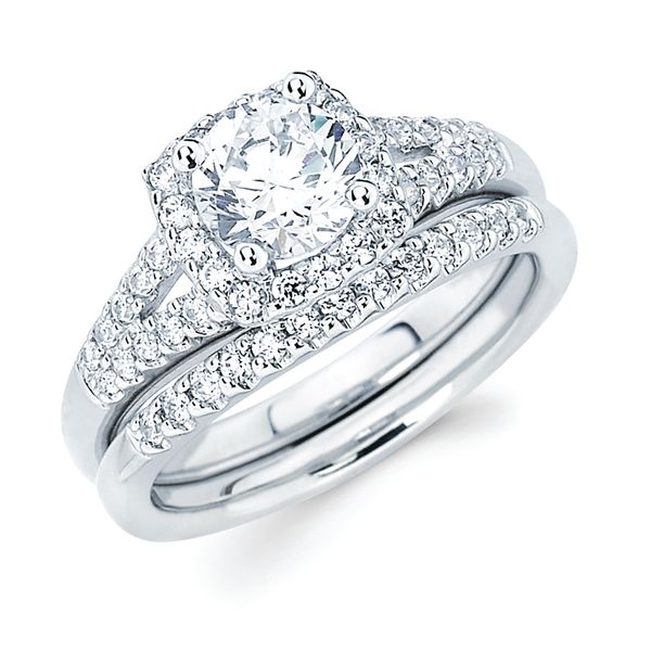 14k White Gold Bridal Set - 1/8 Ctw. Diamond Wedding Band in 14K Gold Items also available to purchase separately