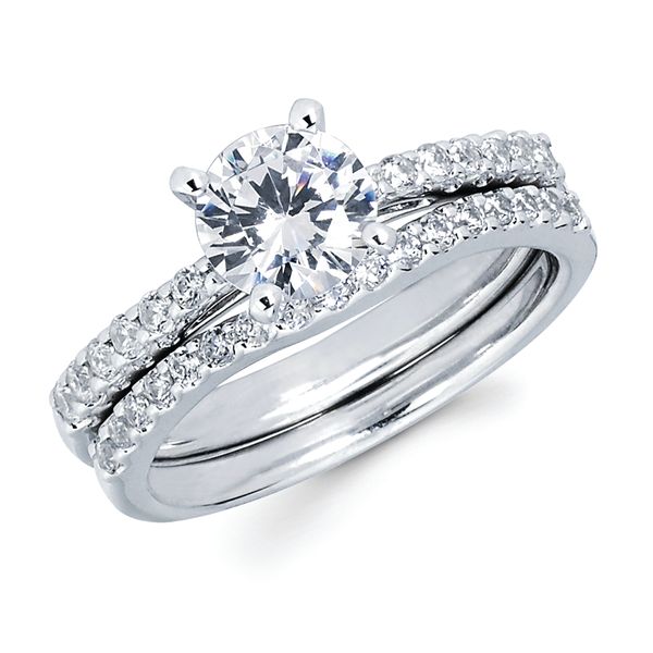 14k White Gold Bridal Set - Classic Bridal: 1/4 Ctw. Diamond Semi Mount available with 1 Ct. Round Center Diamond in 14K Gold 1/5 Ctw. Diamond Wedding Band in 14K Gold Items also available to purchase separately