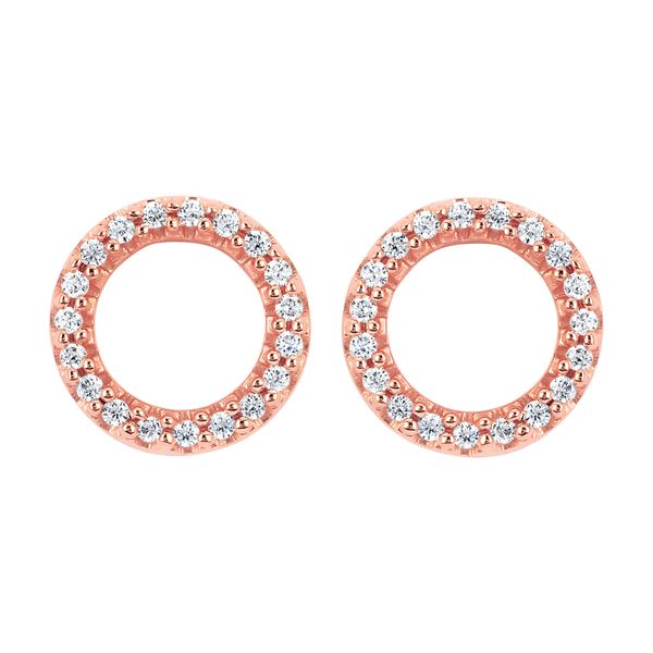 14k Rose Gold Diamond Earrings - 1/5 CTW Diamond Fashion Earrings in 14K Gold