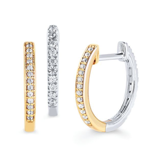 10k White & Yellow Gold Hoop Earrings - 1/4 Ctw Reversible Hoop Earrings in 10K Gold