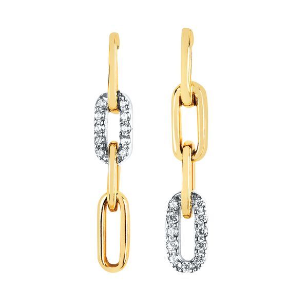 14k Yellow & White Gold Diamond Earrings - 0.06 Ctw. Diamond Drop Earrings in 14K Gold