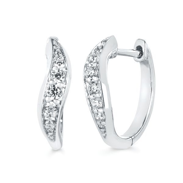 10k White Gold Hoop Earrings - 1/4 Ctw. Diamond Hoop Earrings in 10K Gold
