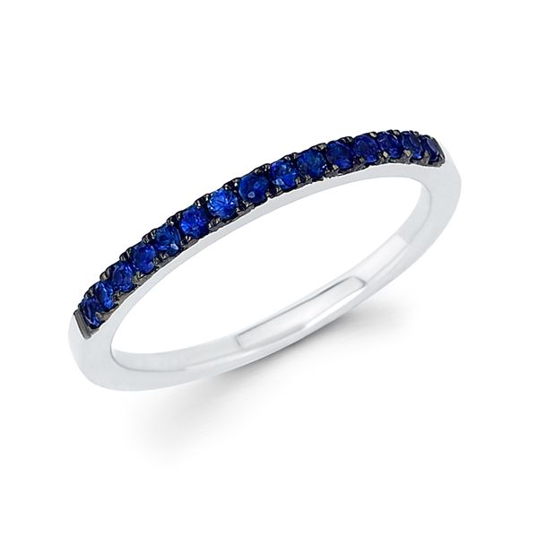 14k White Gold Gemstone Fashion Ring - 1/3 Tgw. Sapphire Stackable Band in 14K Gold