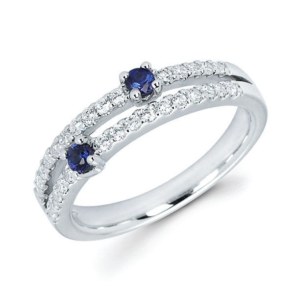 14k White Gold Gemstone Fashion Ring - 1/2 Tgw. Sapphire and Diamond Fashion Ring in 14K Gold (Includes 1/3 Ctw. Diamonds)