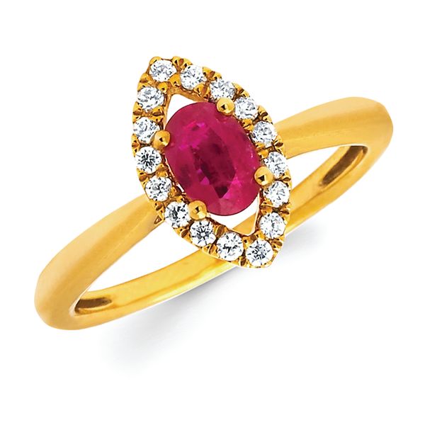 14k Yellow Gold Gemstone Fashion Ring - 3/4 Tgw. Ruby and Diamond Fashion Iris Ring in 14K Gold (Includes 1/5 Ctw. Diamonds)
