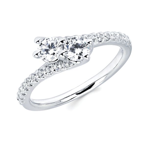 14k White Gold Diamond Fashion Ring - 3/4 CTW Diamond Two-Stone Bypass Fashion Ring in 14K Gold