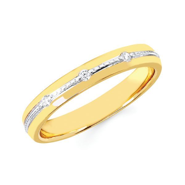 14k Yellow & White Gold Engagement Ring - .04 Ctw. Diamond Lifestyle 3mm Ring in 14K Gold Engagement ring and wedding band sold separately