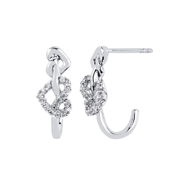 Sterling Silver Diamond Earrings - Love Lock™ 1/6 Ctw. Diamond Heart Knot Earrings in Sterling Silver