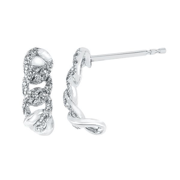 Sterling Silver Diamond Earrings - 1/8Ctw. Diamond Earrings in Sterling Silver