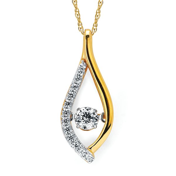 14k Yellow Gold Diamond Pendant - Shimmering Diamonds® Rain Drop Pendant in 14K Gold with 1/4 Ctw. Diamonds