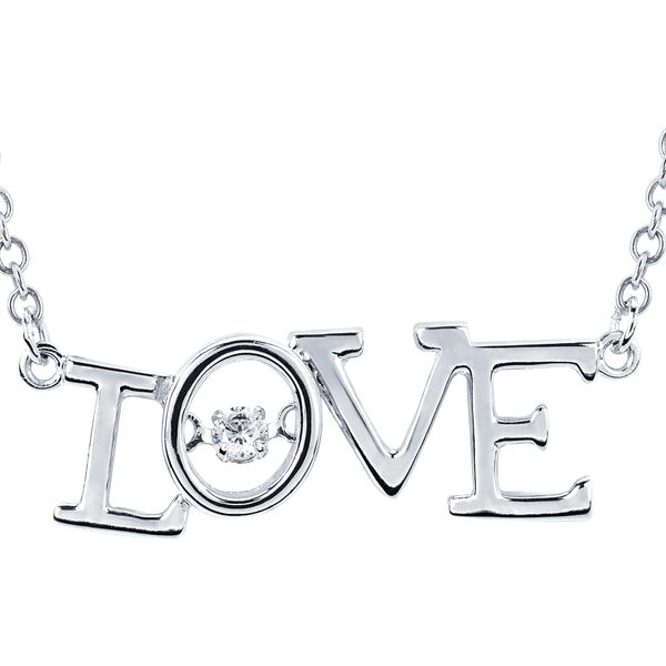 Sterling Silver Pendant - Shimmering Diamonds® Love Pendant with .05 ctw. Diamonds in Sterling Silver