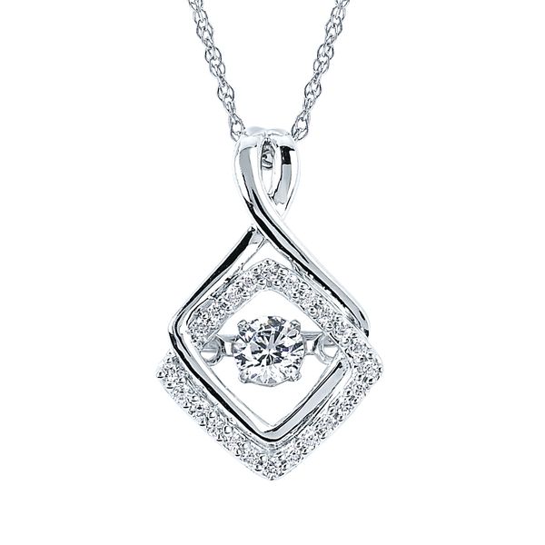 14k White Gold Diamond Pendant - Shimmering Diamonds® Diamond Drop Pendant in 14K Gold with 1/5 Ctw. Diamonds