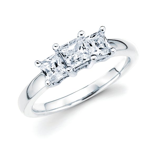 14k White Gold Anniversary Band - 1/4 Ctw. Prong Set Princess Cut 3 Stone Diamond Anniversary Ring in 14K Gold