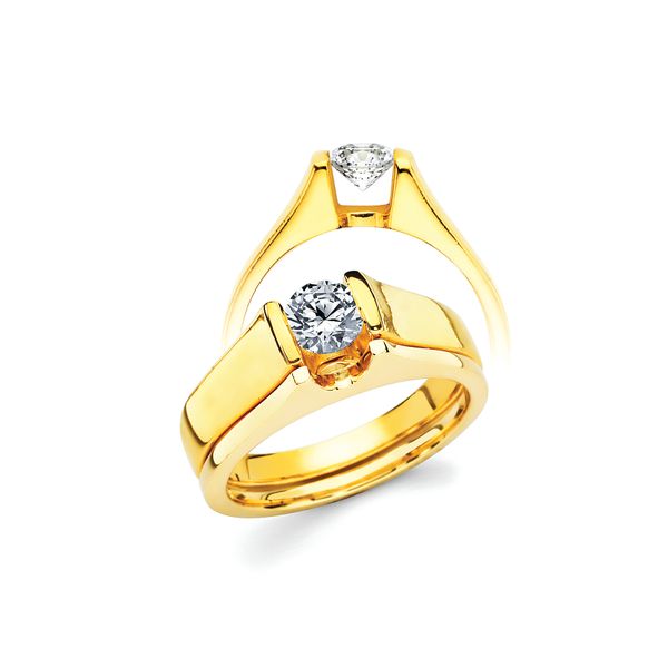 14k White Gold Bridal Set - Classic Bridal: Ultrafit® Floating Collection Diamond Ring available for 1/2 Ct. Round Center Stone in 14K Gold Wedding Band in 14K Gold Items also available to purchase separately