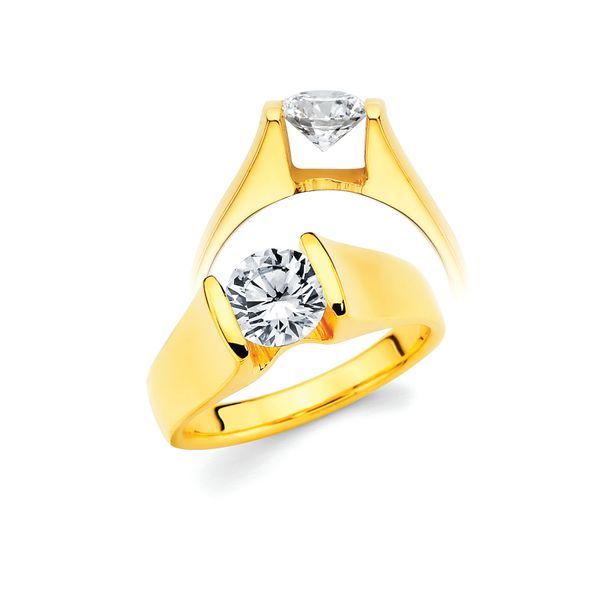 14k Yellow Gold Engagement Ring - Classic Bridal: Ultrafit® Floating Collection Diamond Ring available for 1 Ct. Round Center Stone in 14K Gold Engagement ring and wedding band sold separately