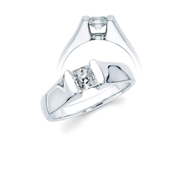 14k White Gold Engagement Ring - Classic Bridal: Ultrafit® Floating Collection Diamond Ring available for 1/2 Ct. Round Center Stone in 14K Gold Engagement ring and wedding band sold separately